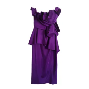 Frank Usher Vintage Strapless Sleeveless Cocktail Maxi Dress Purple S UK Size 6-8