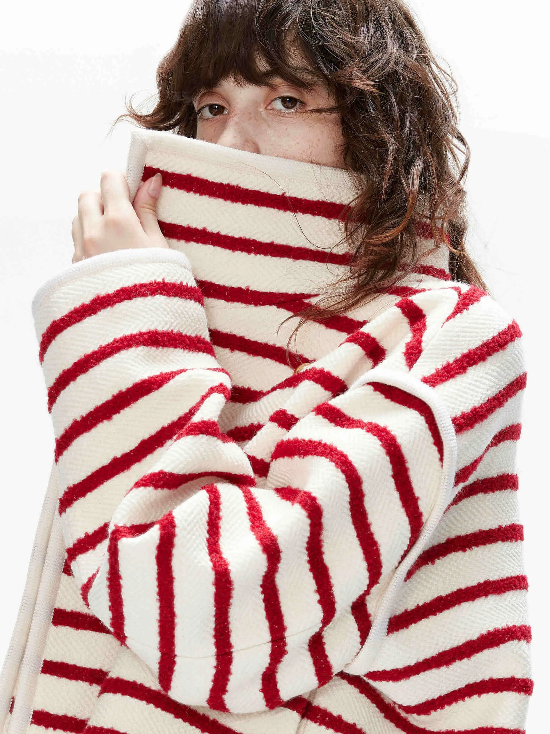 Funnel Neck Stripe Coat