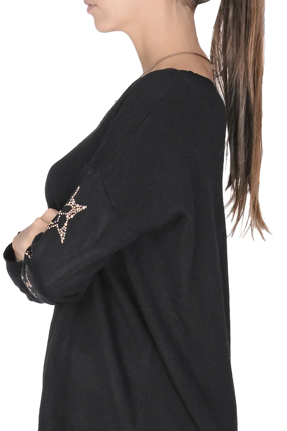 GALIENA Black Studded Jumper