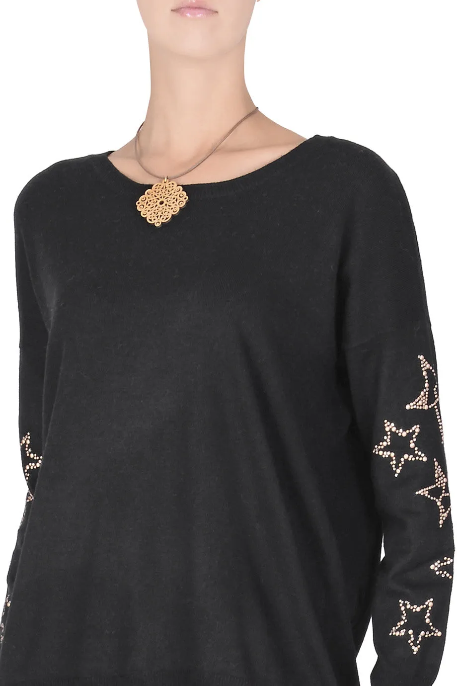 GALIENA Black Studded Jumper