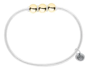 Genuine Sterling Silver Cape Cod Bracelet with Polished 14k Yellow Gold Triple Bead