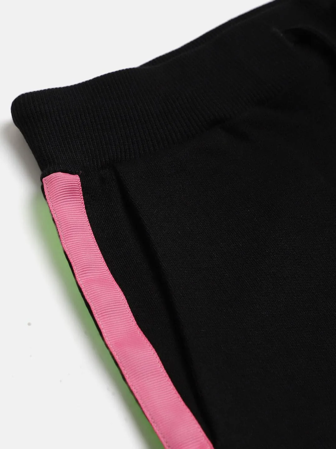 Girls Black Terry Side Tape Joggers - Lyush Kids