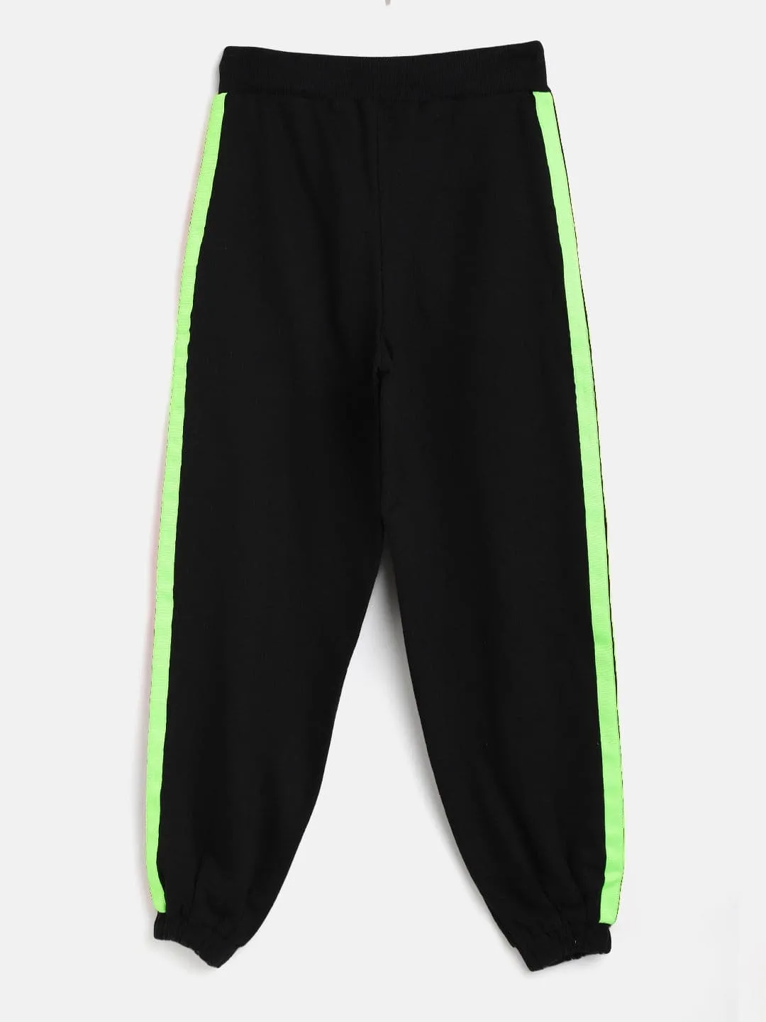 Girls Black Terry Side Tape Joggers - Lyush Kids