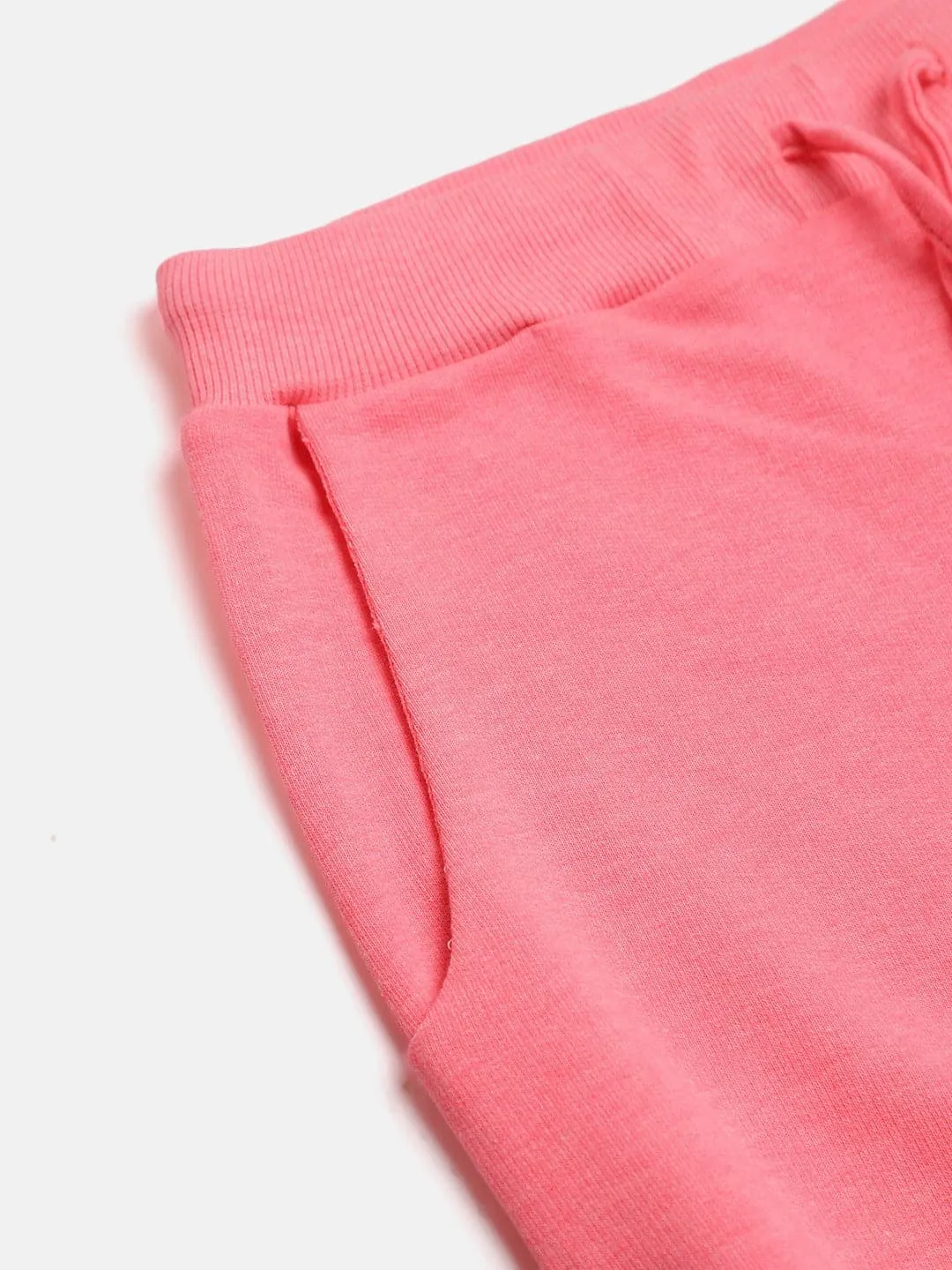 Girls Neon Pink Terry Basic Drawstring Joggers - Lyush Kids