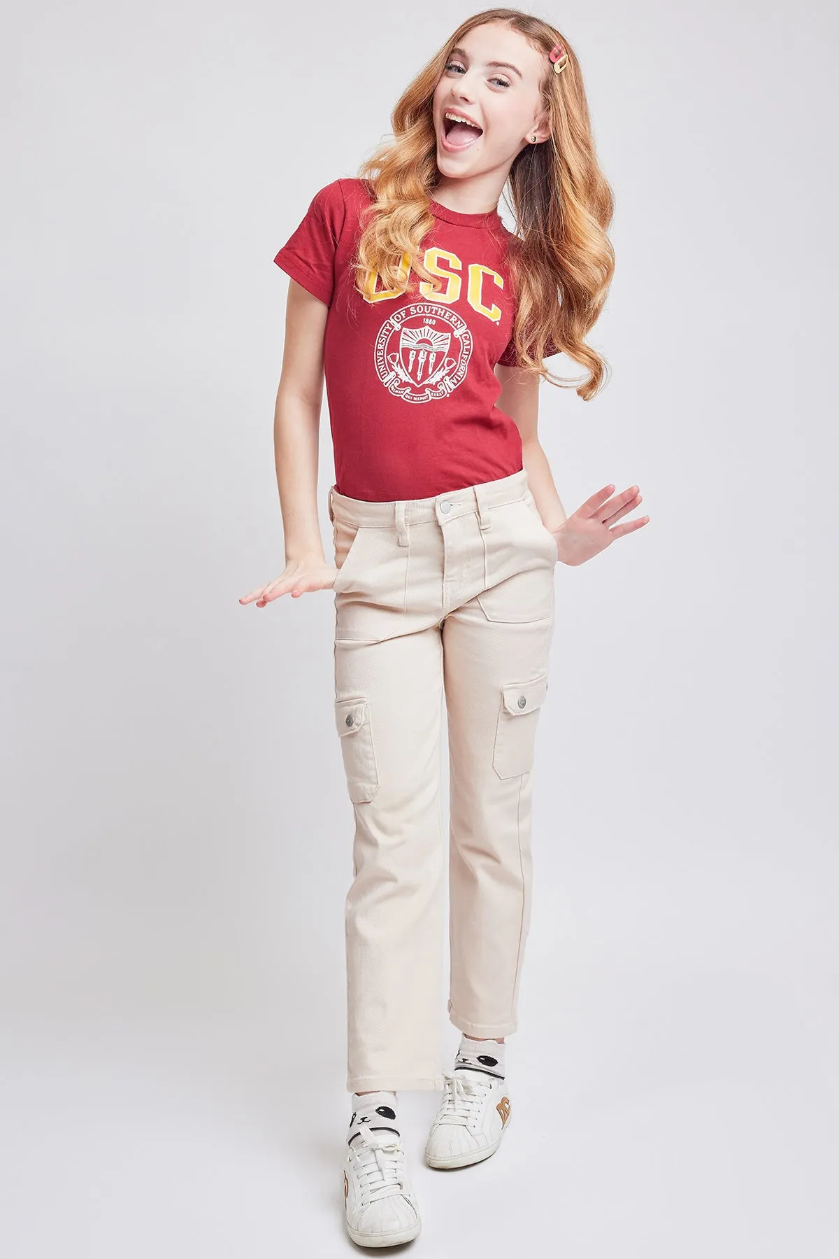 Girls Selena High Rise Cargo Pocket Straight Leg