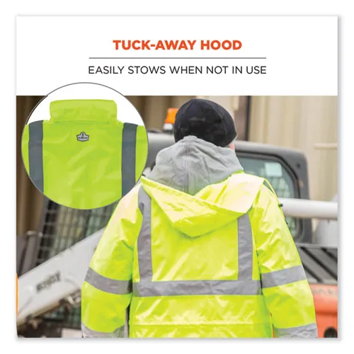 Glowear 8366 Class 3 Lightweight Hi-vis Rain Jacket, Polyester, 2x-large, Lime, Ships In 1-3 Business Days