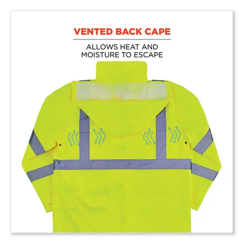 Glowear 8366 Class 3 Lightweight Hi-vis Rain Jacket, Polyester, 2x-large, Lime, Ships In 1-3 Business Days