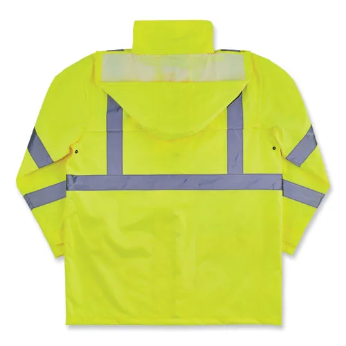 Glowear 8366 Class 3 Lightweight Hi-vis Rain Jacket, Polyester, 2x-large, Lime, Ships In 1-3 Business Days