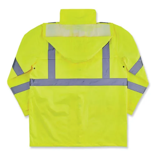 Glowear 8366 Class 3 Lightweight Hi-vis Rain Jacket, Polyester, 4x-large, Lime, Ships In 1-3 Business Days