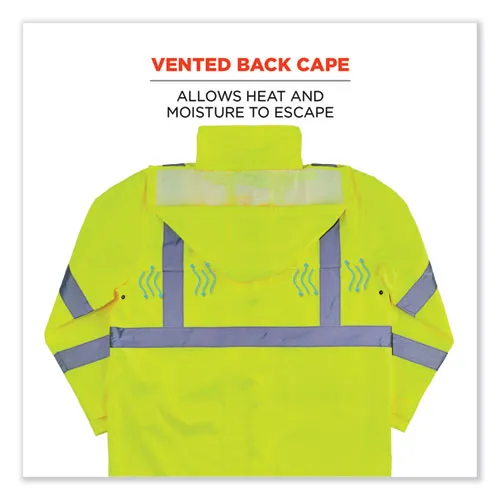 Glowear 8366 Class 3 Lightweight Hi-vis Rain Jacket, Polyester, 4x-large, Lime, Ships In 1-3 Business Days