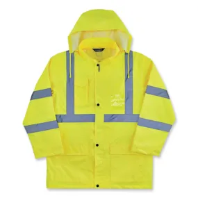 Glowear 8366 Class 3 Lightweight Hi-vis Rain Jacket, Polyester, 5x-large, Lime, Ships In 1-3 Business Days