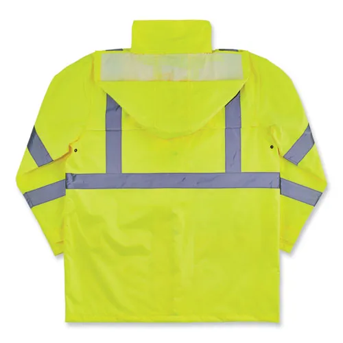 Glowear 8366 Class 3 Lightweight Hi-vis Rain Jacket, Polyester, 5x-large, Lime, Ships In 1-3 Business Days