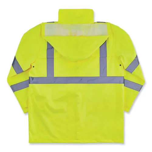 Glowear 8366 Class 3 Lightweight Hi-vis Rain Jacket, Polyester, Large, Lime, Ships In 1-3 Business Days