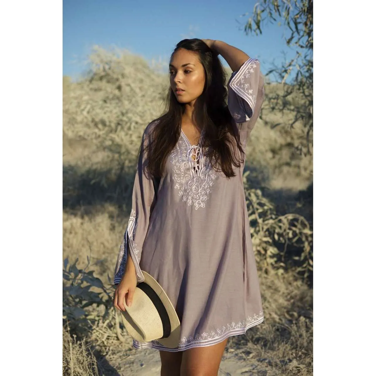 GreyEmbroidery Nadia Tunic Dress - Moroccan Tunic