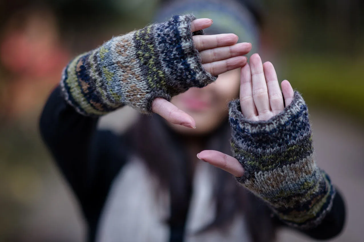 Hand Knit 100% Woolen Hand Warmers-Texting Gloves