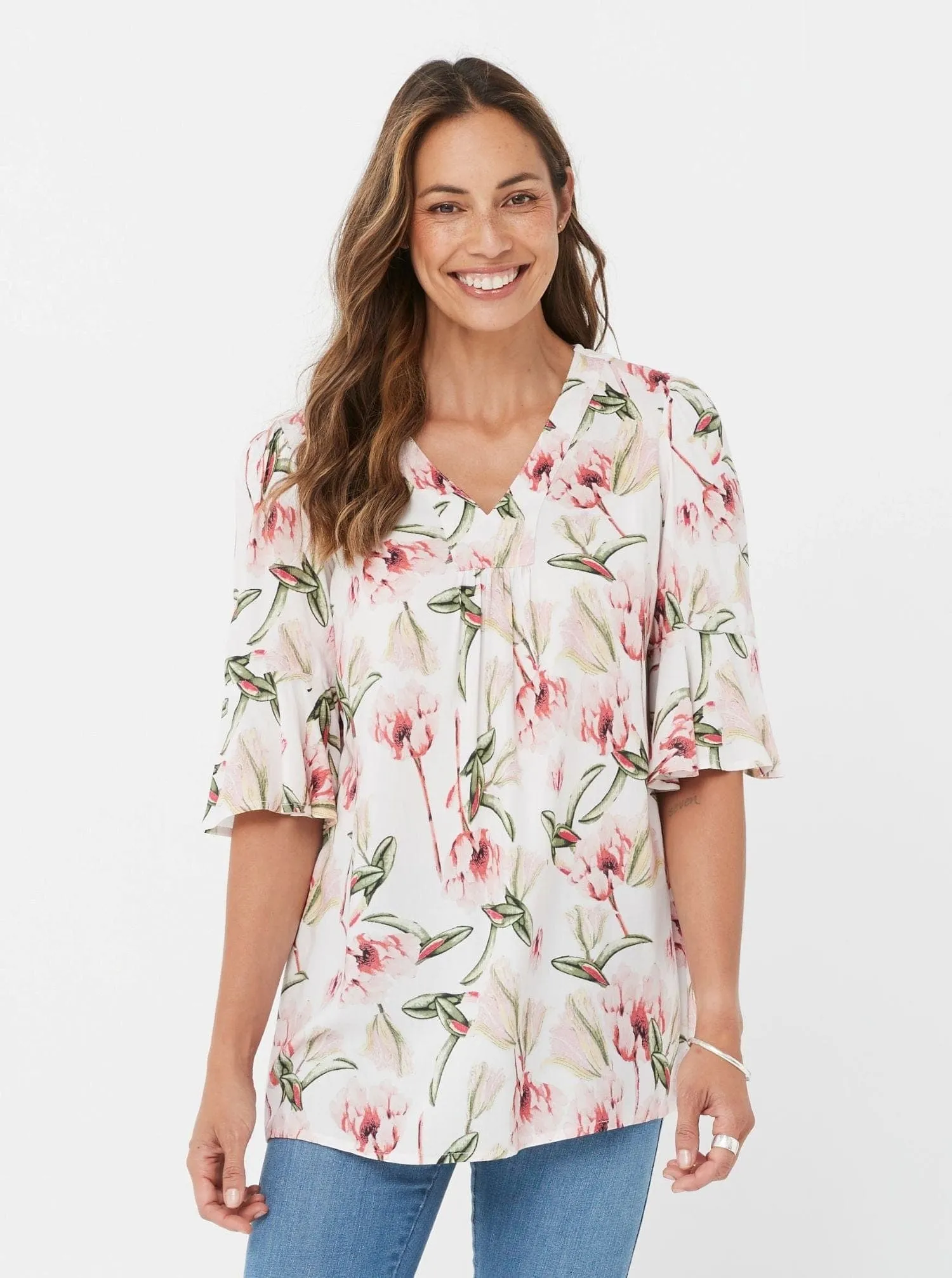 Hanneli Top - Pink Floral/Viscose