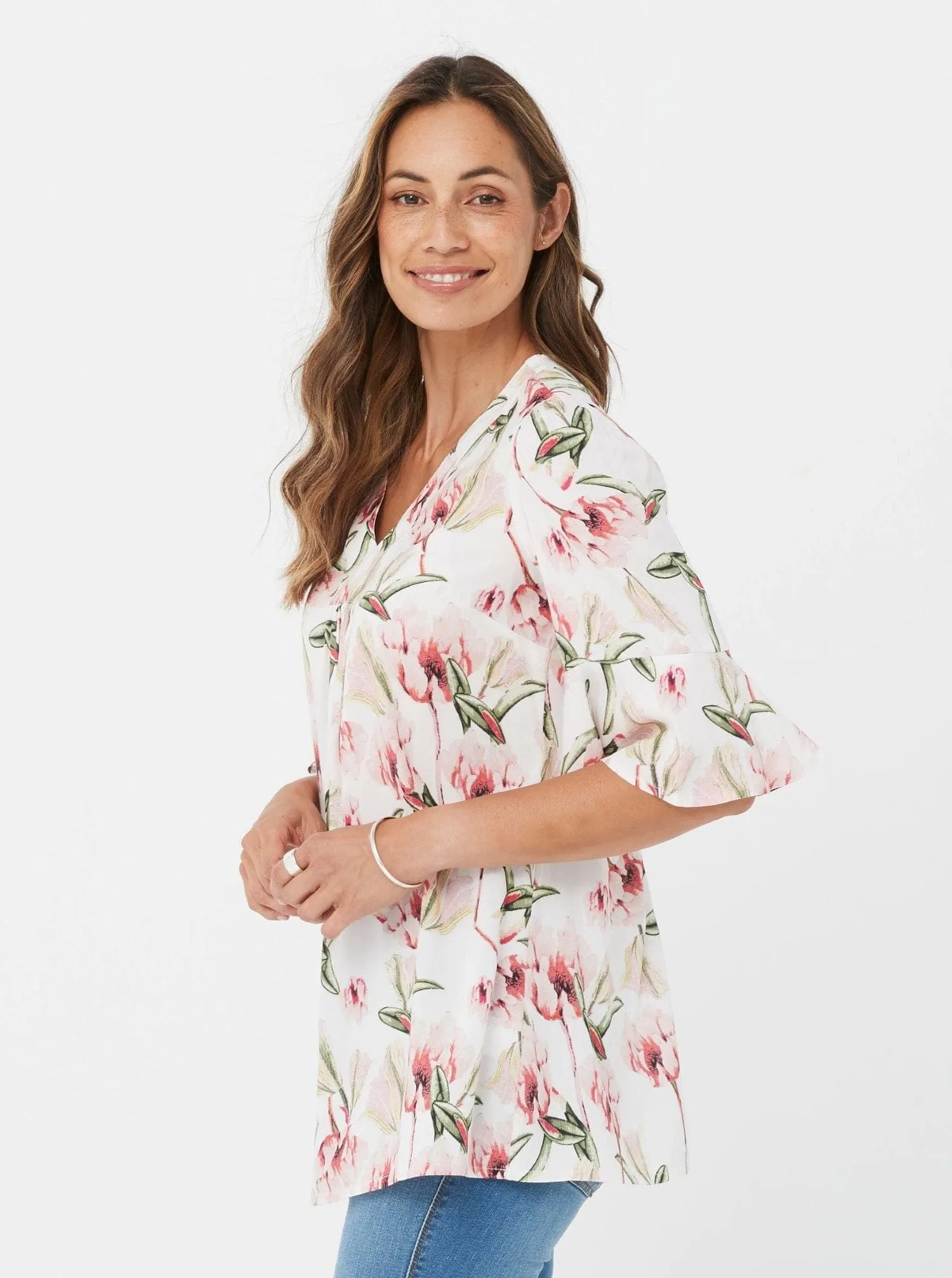 Hanneli Top - Pink Floral/Viscose