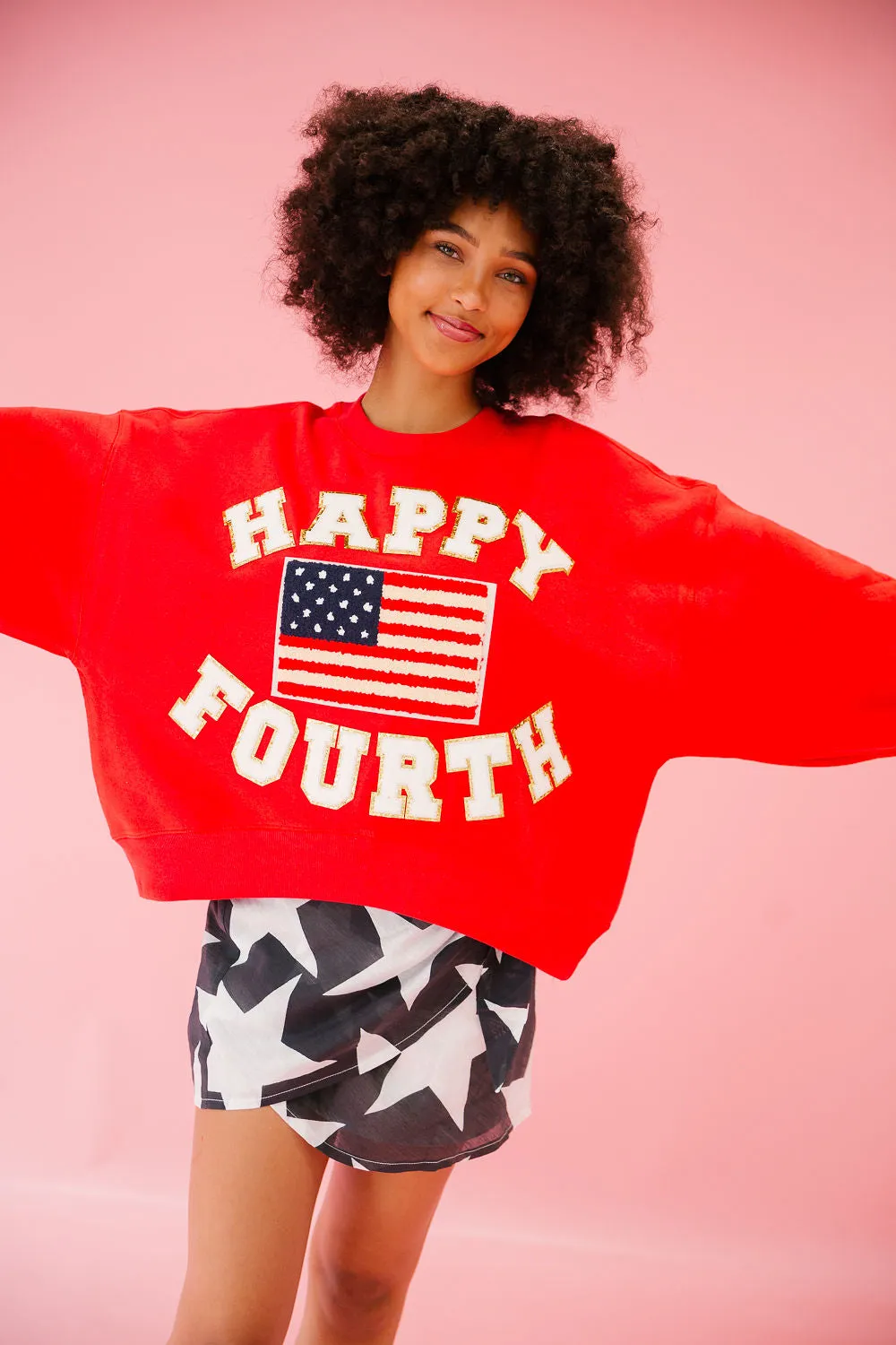 HAPPY FOURTH RED PULLOVER