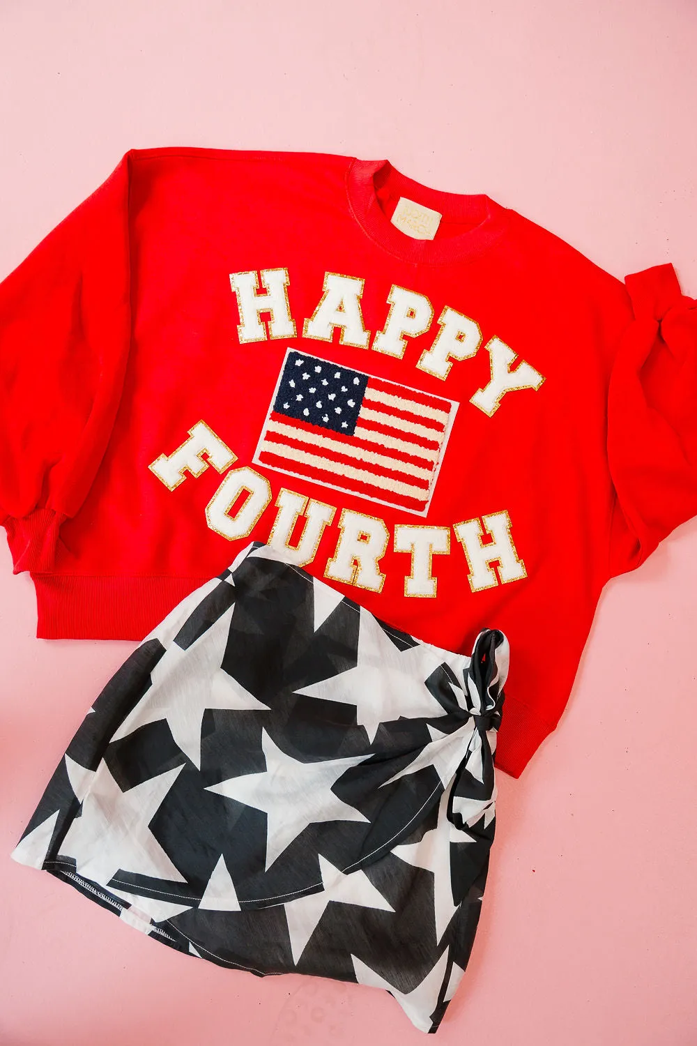 HAPPY FOURTH RED PULLOVER