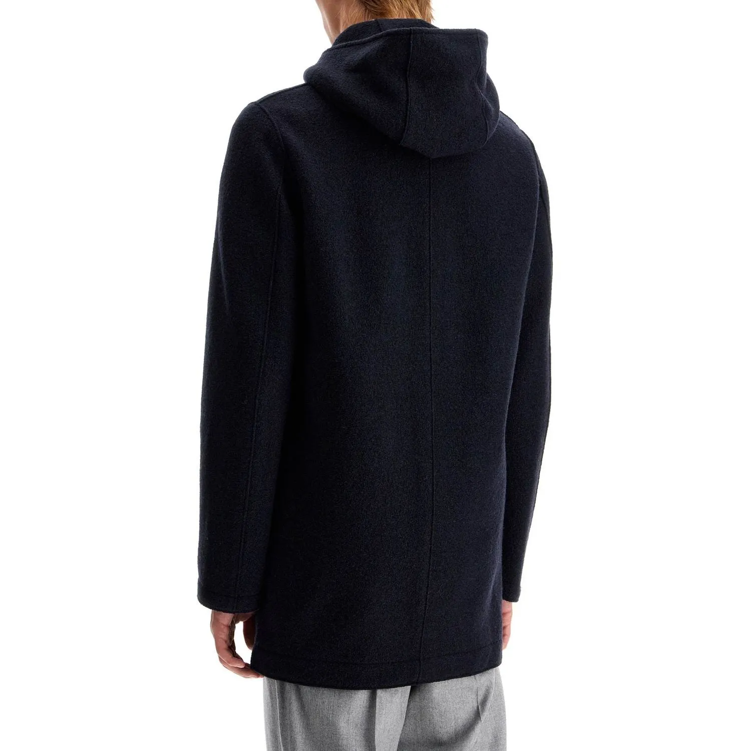 Harris Wharf London hooded wool coat in boiled wool