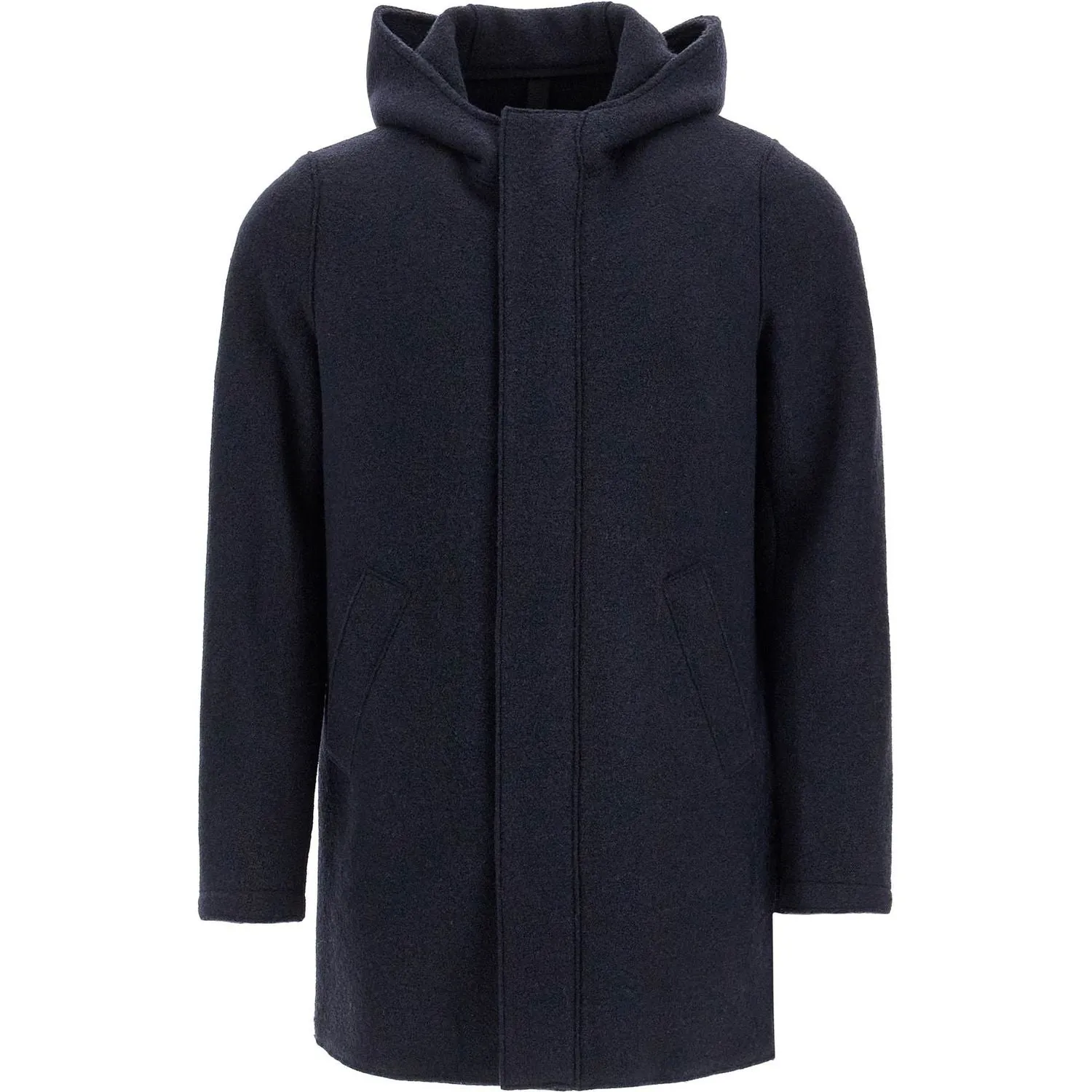 Harris Wharf London hooded wool coat in boiled wool