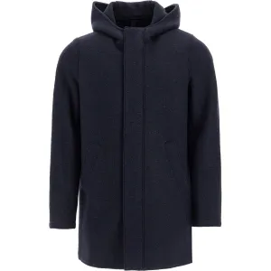 Harris Wharf London hooded wool coat in boiled wool