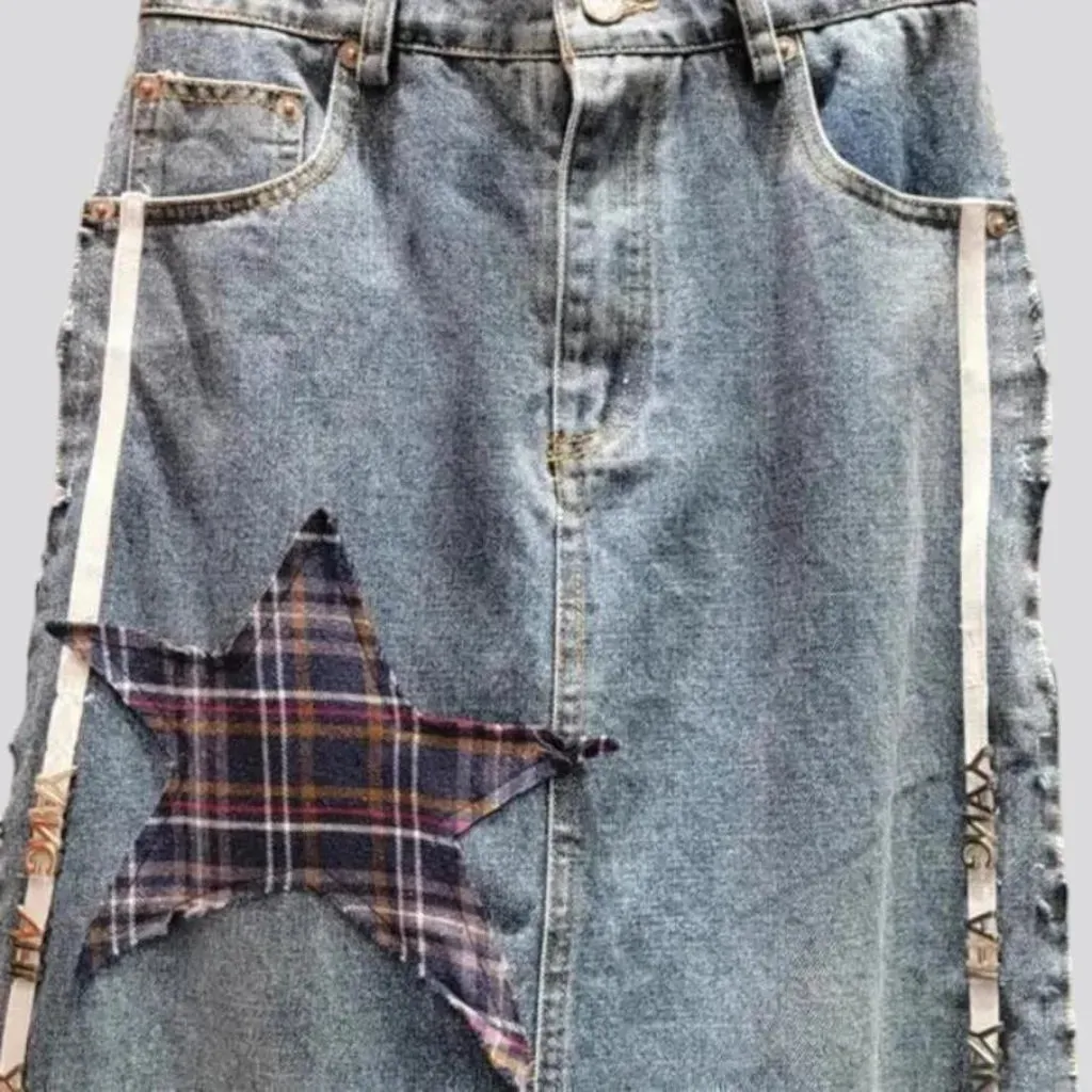 High waisted jean skirt