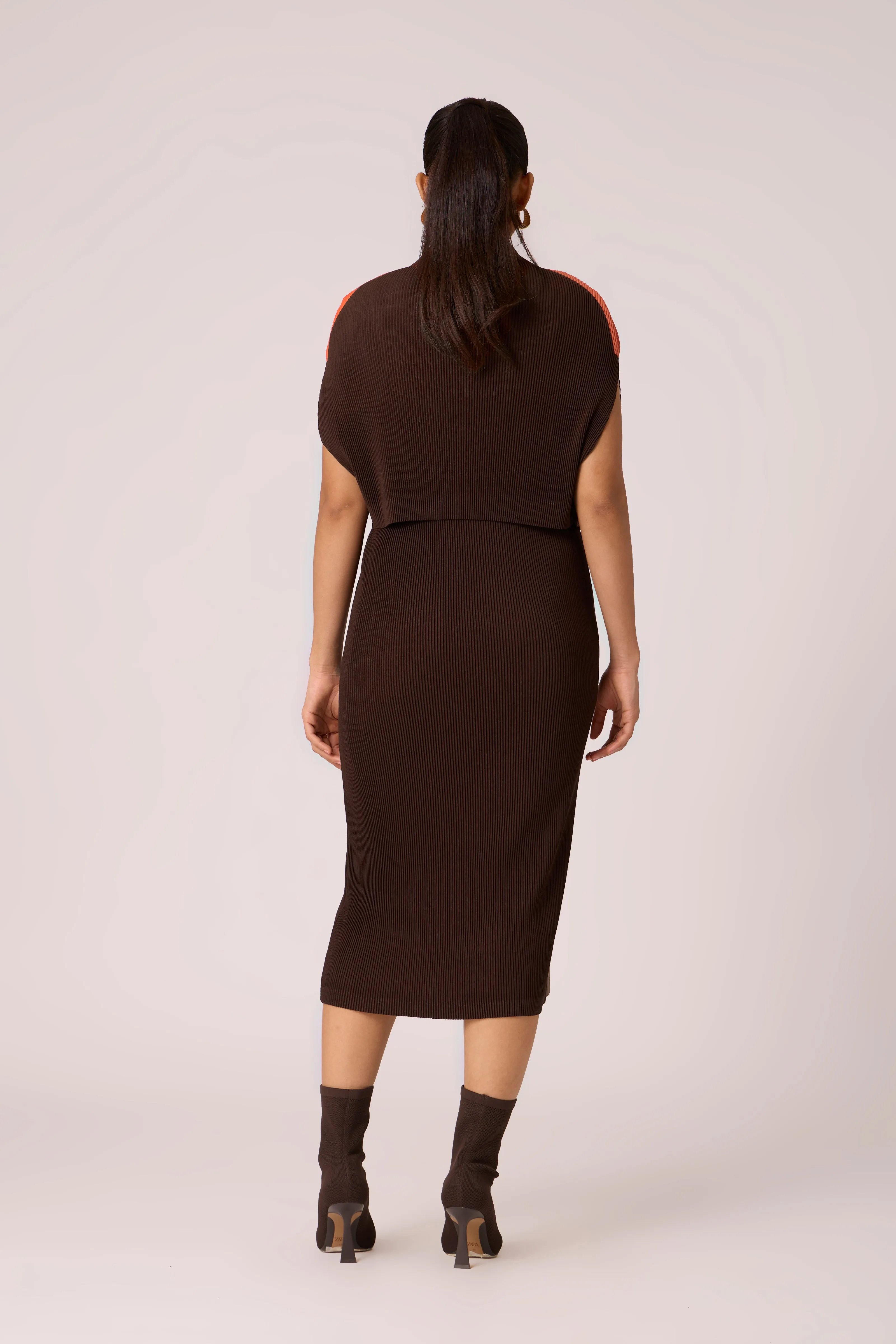 Josie Dual Colour Dress - Brown & Taupe