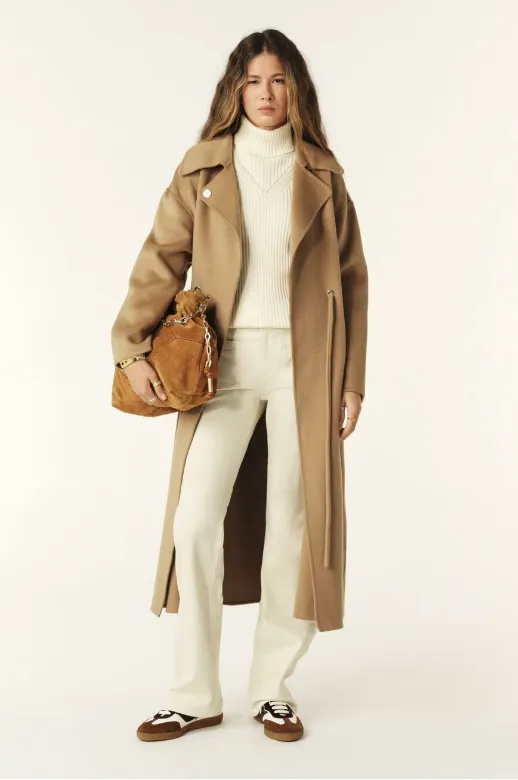 Kate Wool Drawstring Coat Camel