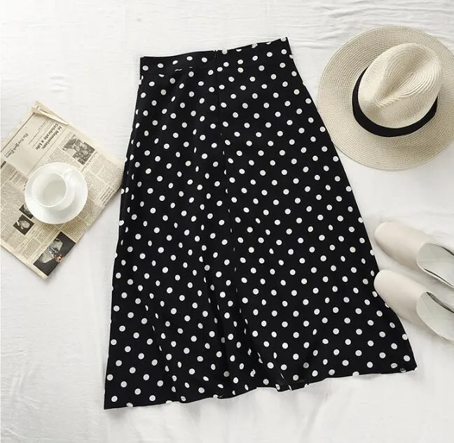 [Korean Style] Jeami Polka Dot A Line Chiffon Skirt