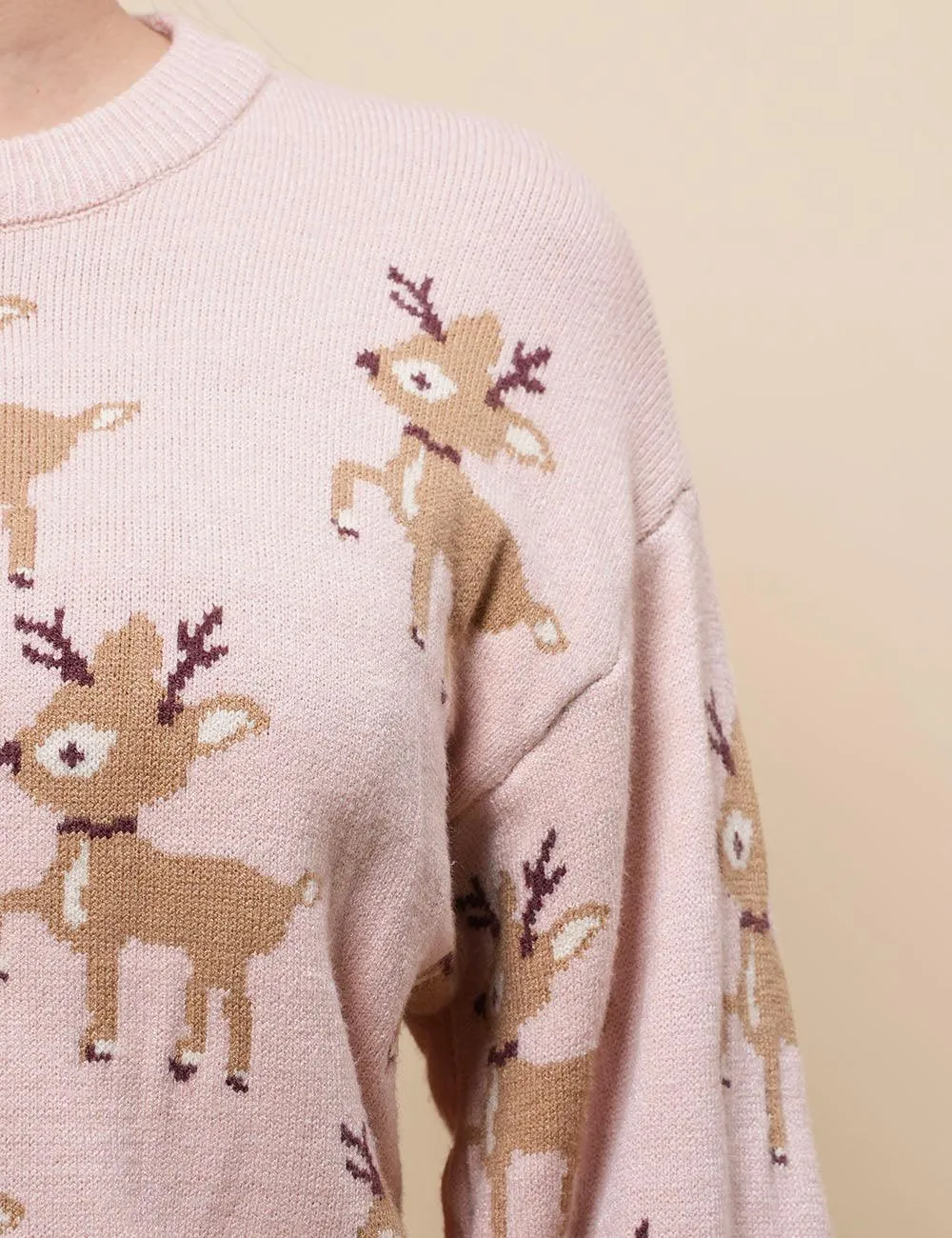 Ladies Christmas Pullover Deers Pattern Sweater SKT4930