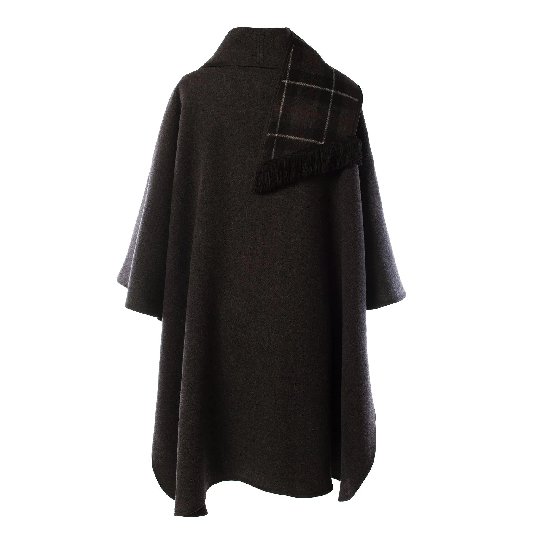 Ladies Wool Blend Reversible Cape Charcoal