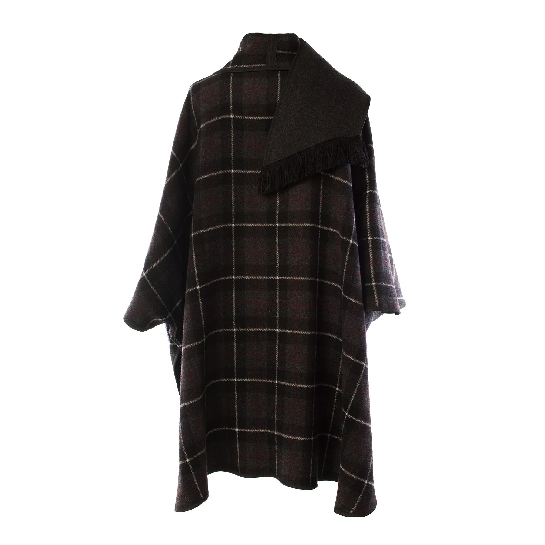 Ladies Wool Blend Reversible Cape Charcoal