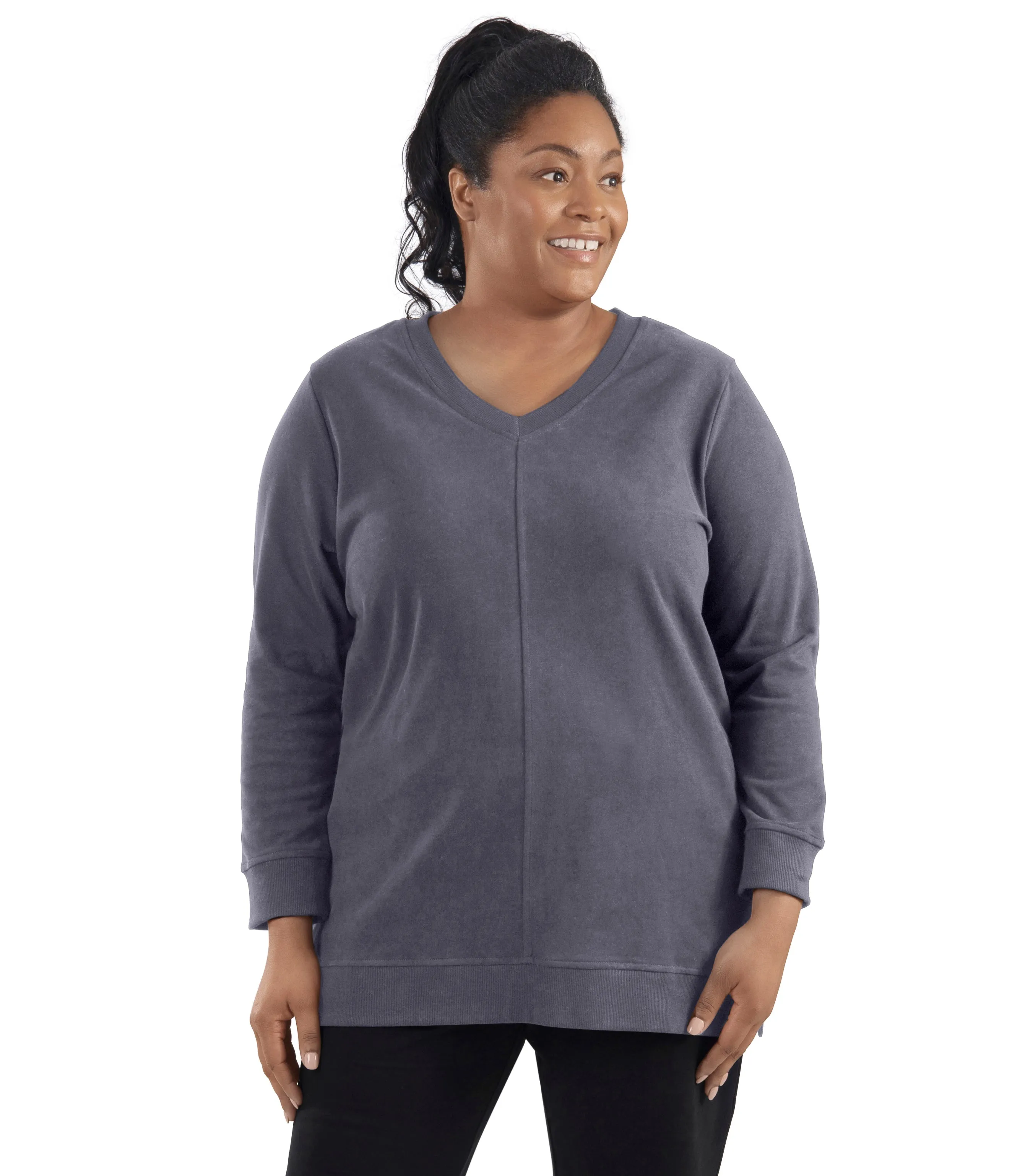 Legacy Cotton Casual V-neck Long Sleeve Tunic Classic Colors