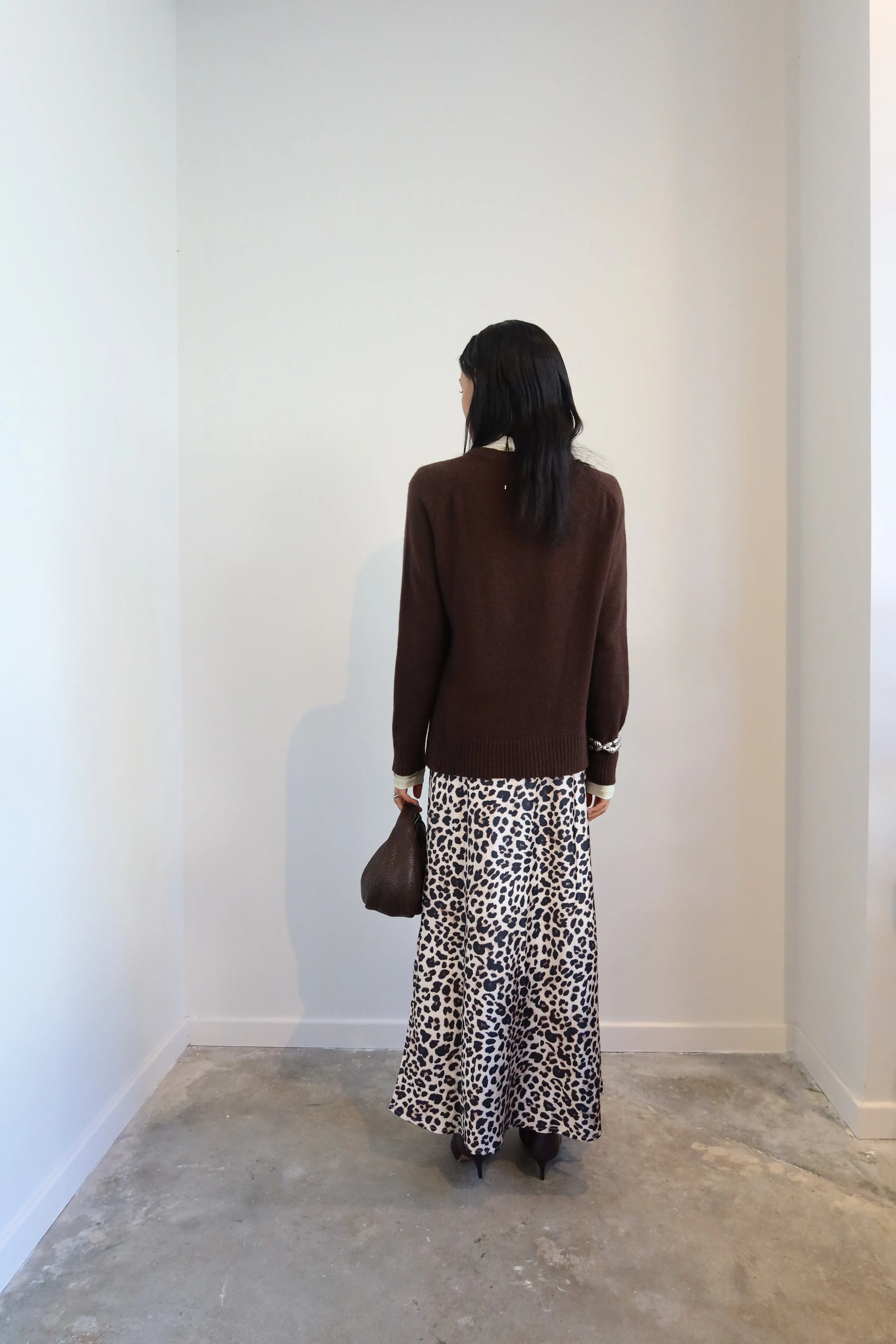 Leopard Satin Midi Skirt