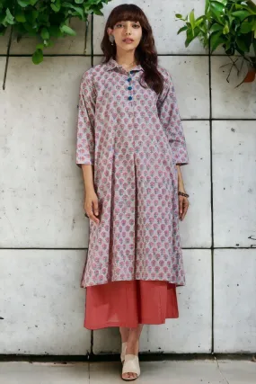 long shirt dress - misty rose & whispering ash