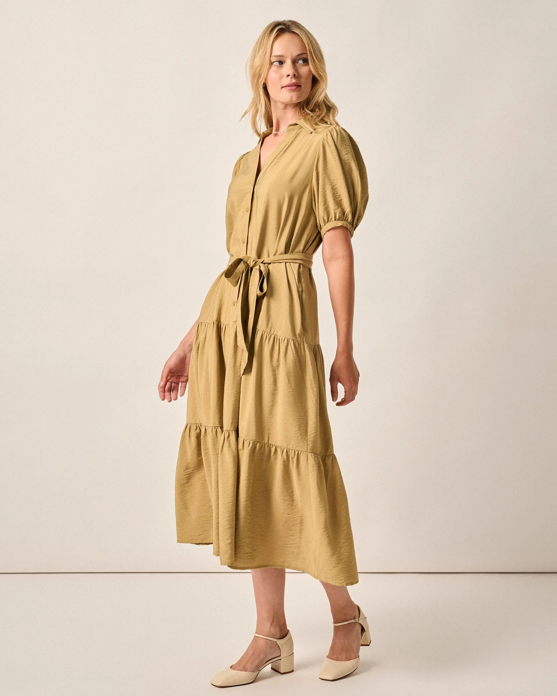 Lorelai Button Up Tiered Maxi Dress