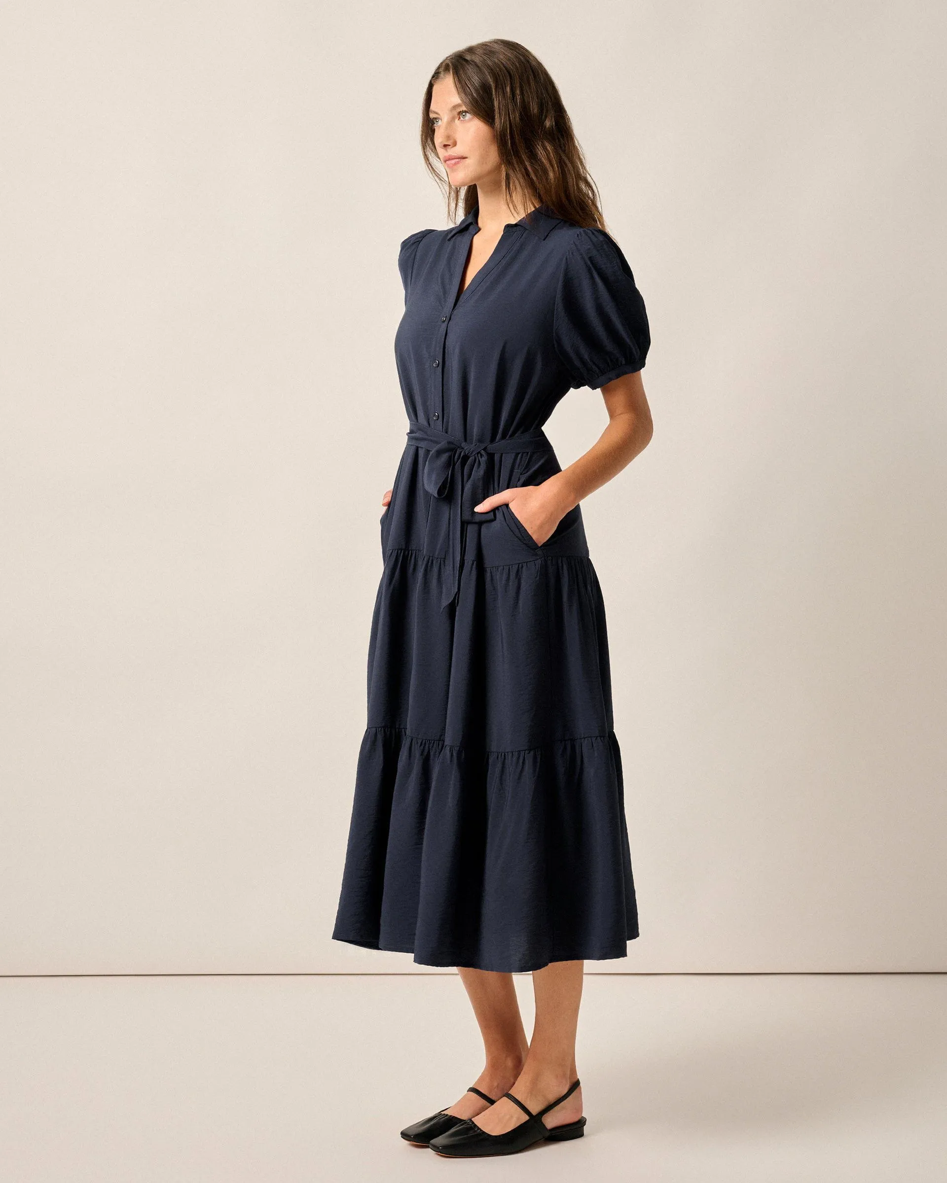 Lorelai Button Up Tiered Maxi Dress