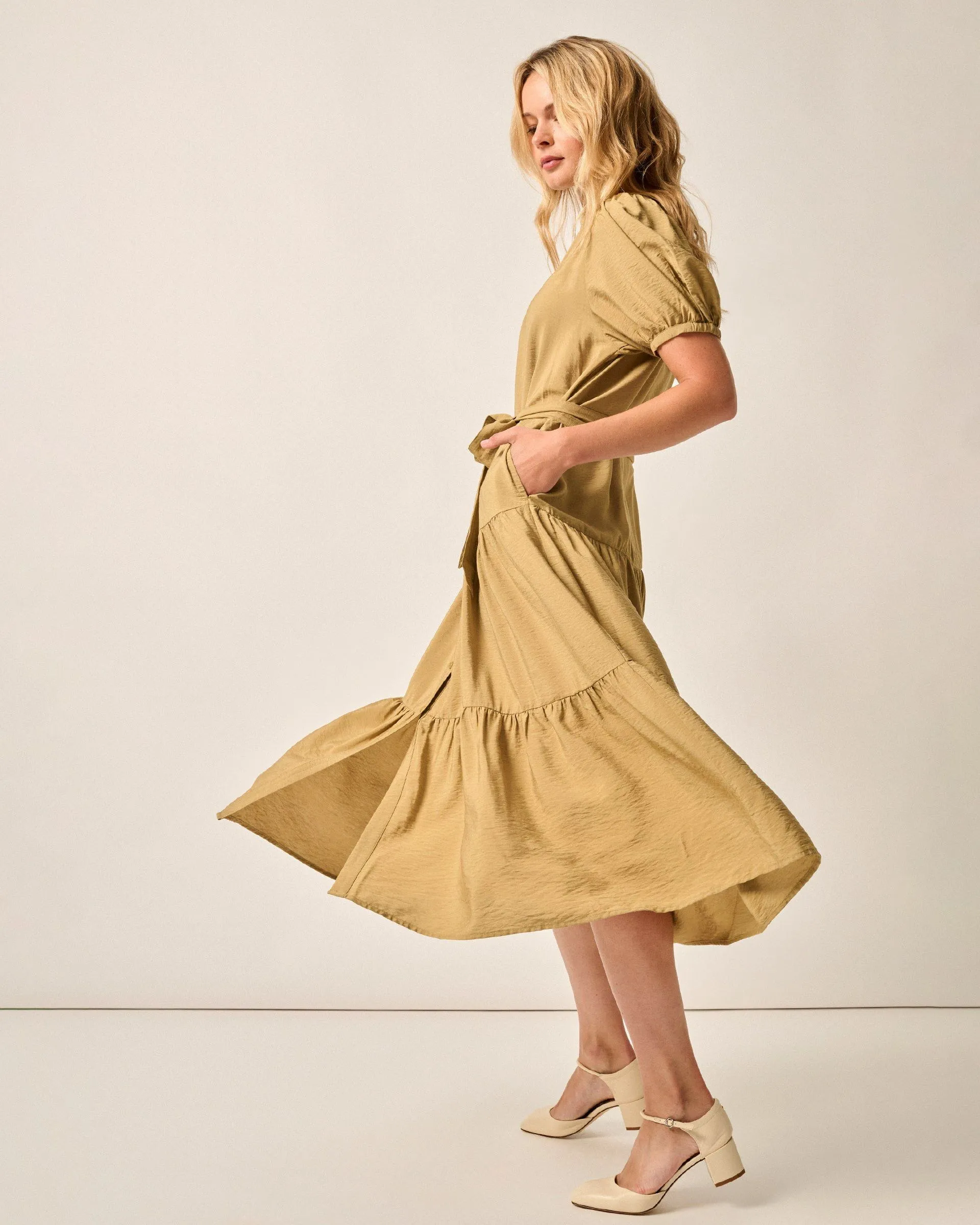 Lorelai Button Up Tiered Maxi Dress