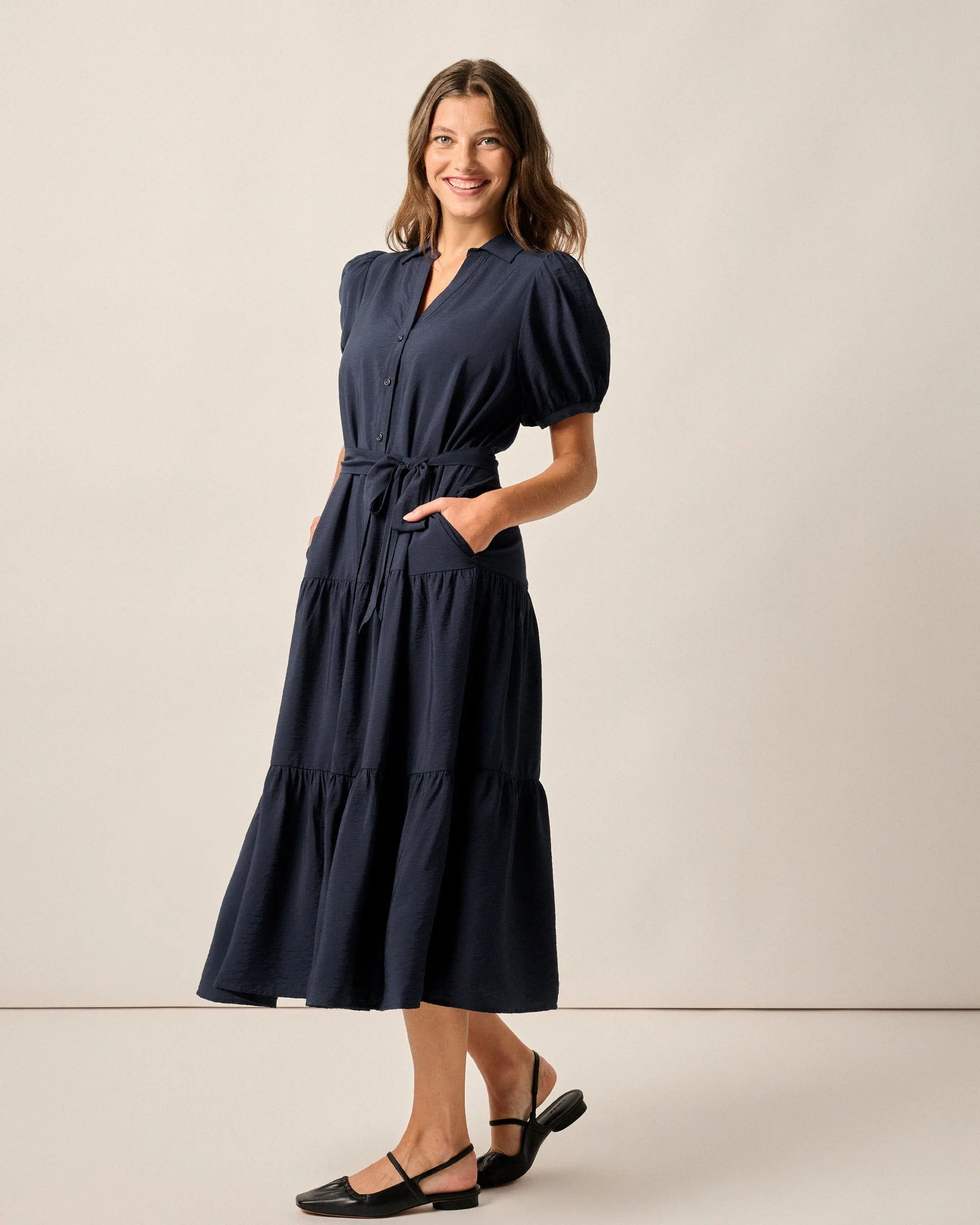 Lorelai Button Up Tiered Maxi Dress