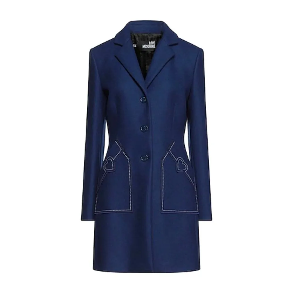 Love Moschino Elegant Embroidered Heart Wool Coat