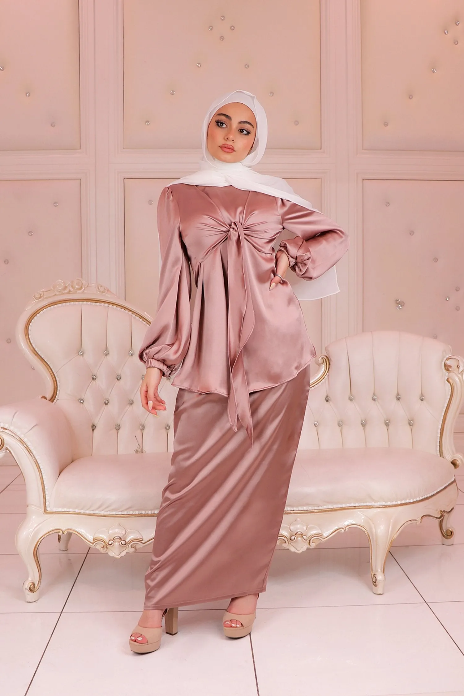 Luxe Satin Skirt- Rose Pink