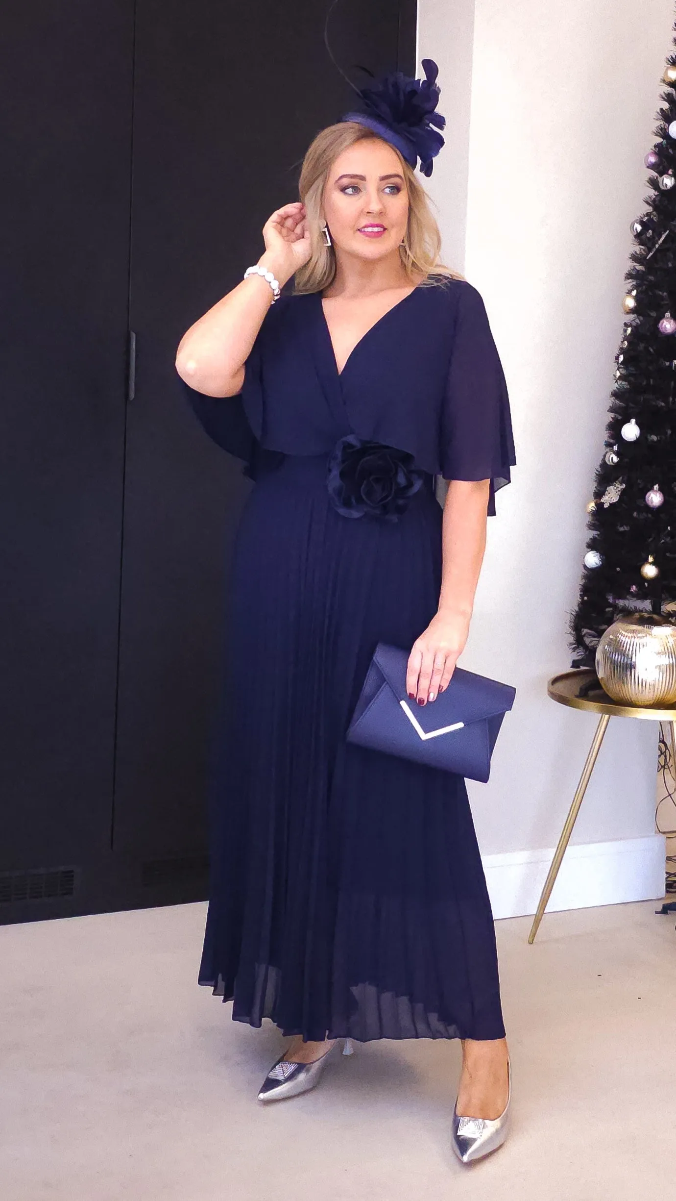 Mabel Cape Dress- Navy