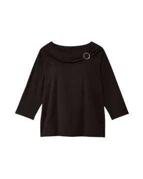 Maddie Cotton Pearl Hardware Detail Top | Black