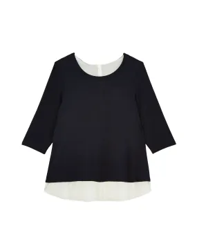 Maddison Knit Pull Over Top | Navy / White