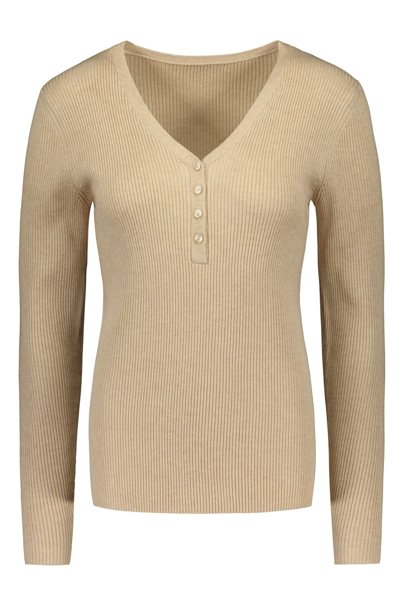 May Fitted Viscose Knit Top Sand