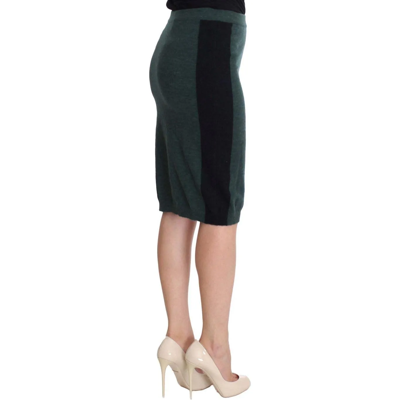 MILA SCHÖN Emerald Elegance Wool-Blend Pencil Skirt