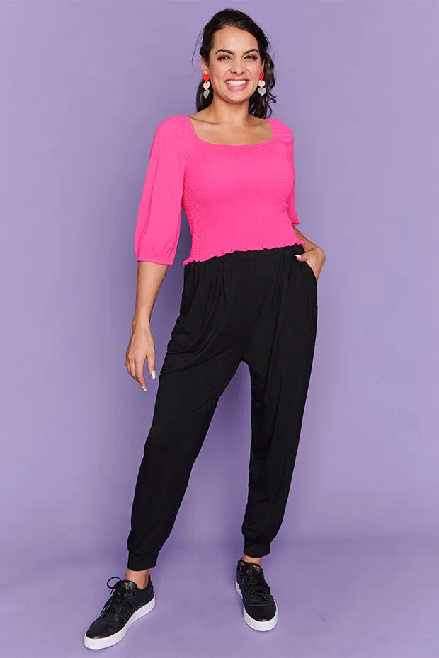 Misty Black Relaxed Pants