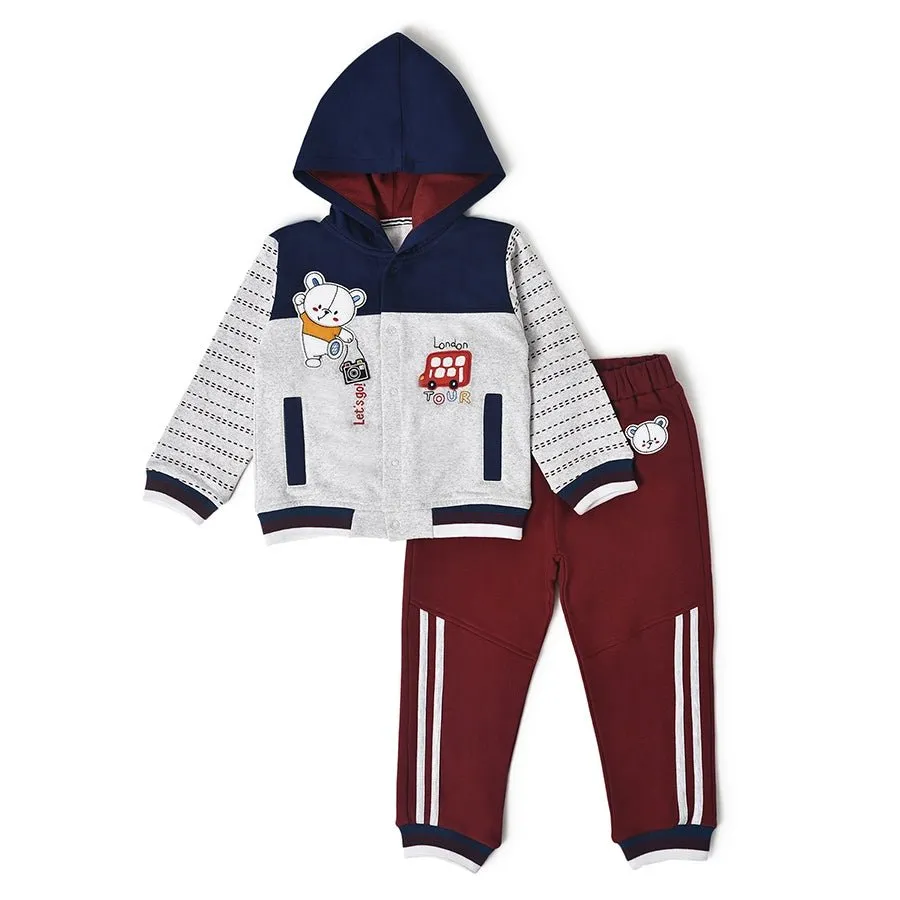 Misty Blue Hooded Sweatshirt & Pajama Set