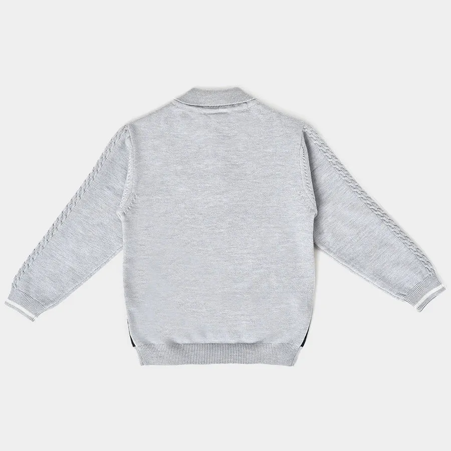 Misty Knitted Full Sleeve Grey Sweater